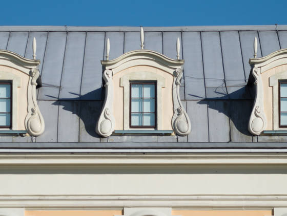 Zinc roof with windows